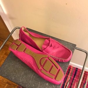 Hot Pink Leather Loafers
